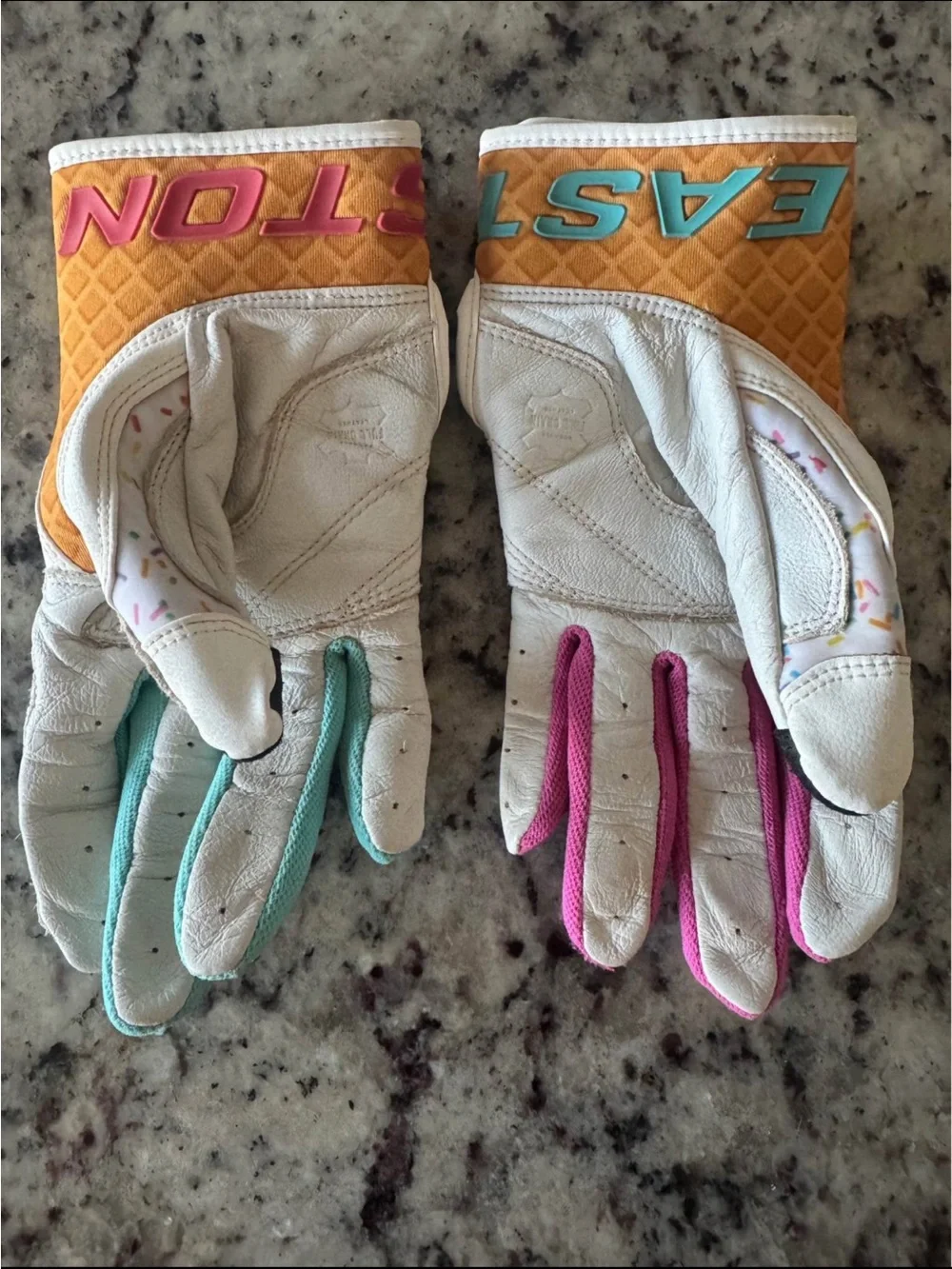 Easton Kids Colorblock Sprinkle Mittens - Teal & Pink with Gold Accents